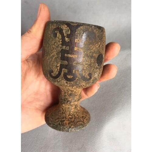 Chinas old jade Cup Embossed Shouzi Jade Cup Longtu Cup