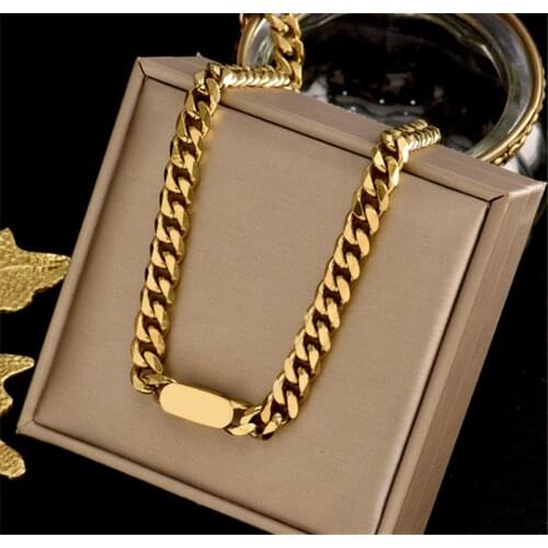 316L Stainless Steel, Titanium Steel Non-fading Hip-hop Street Heavy Industry Thick Chain Men Necklace Bracelet Set