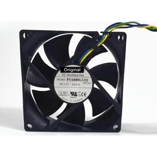 Original 100% working 80mm x 80mm x 25mm PVA080G12Q PWM Cooler Cooling Fan 12V 0.65A 4Wire 4Pin Connector