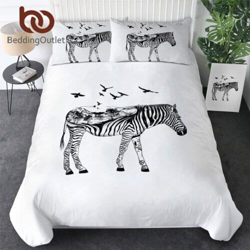 BeddingOutlet Zebra Bedding Set Ecosystem Duvet Cover King Black White Home Decoration Animal Bedclothes Modern Comforter Cover