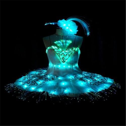 DMX programmable led light women dress ballet luminous full color skirt perform outfit female clothe party wears disco costumes