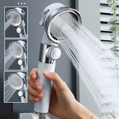 3 Gear Adjustable Bath Shower Head Pressurized Jetting Shower Head High Pressure Water Saving Bathroom Accessories Shower Set