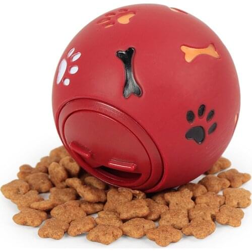 Dog Toy Rubber Ball Chew Dispenser Leakage Food Play Ball Interactive Pet Dental Teething Training Toy Blue Red Diameter 7.5cm