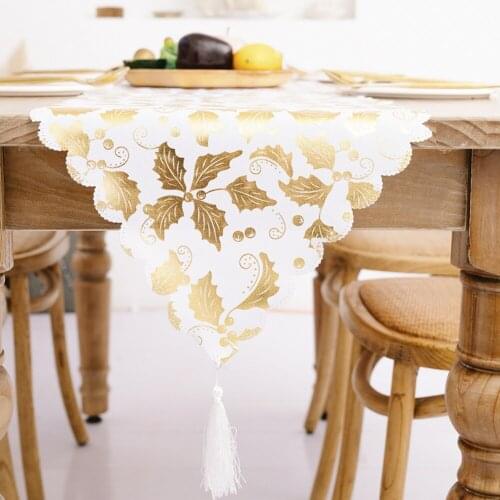 Merry Christmas Bronzing Table Runner Christmas Decoration Print Table Flag Table Home Decoration