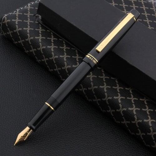 Brand Wing Sung 3001 Fountain Pen Black Plastic Fashion EF F Nib Stationery Office School Supplies Golden Ink Pens