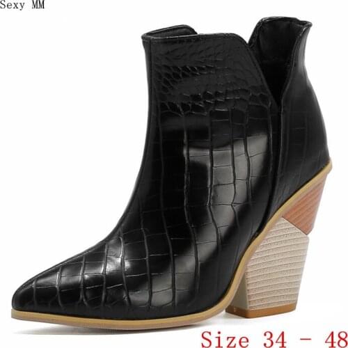 Spring Autumn High Heels Ankle Boots Women Short Boots Ladies Shoes botas botte femme Plus Size 34 - 40 41 42 43 44 45 46 47 48