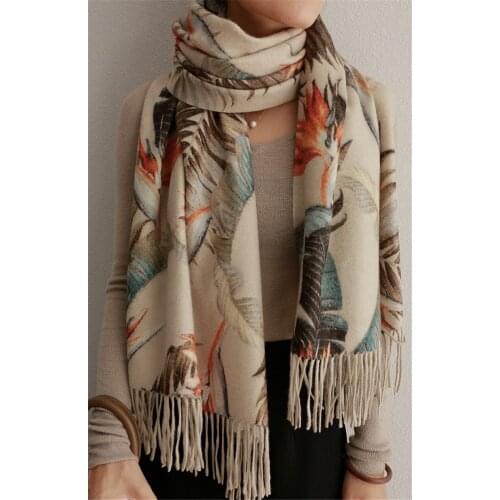 100%cashmere women fashion print luxury scarf shawl pashmina 65x195cm retail wholesale