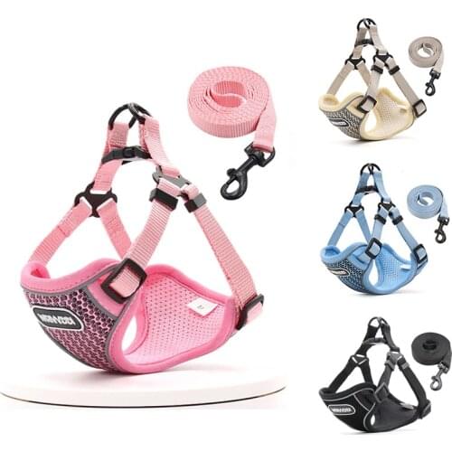 Dog Harness and Leash Set For Small Medium Dog Breathable Mesh Harness French Bulldog Harness Vest Pet Walking Training Supplies