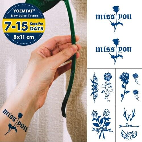 Juice Lasting Waterproof Temporary Tattoo Sticker Rose Peony Flower Flash Tattoos Female Sexy Arm Chest Body Art Fake Tatto Male