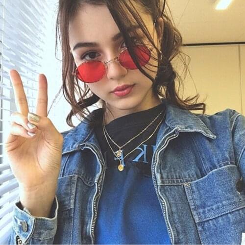 Vintage Retro Small Oval Sunglasses Men Ellipse Metal Frame Party Eyewear Marine Lens Ladies Sun Glasses Women Eyeglass UV400