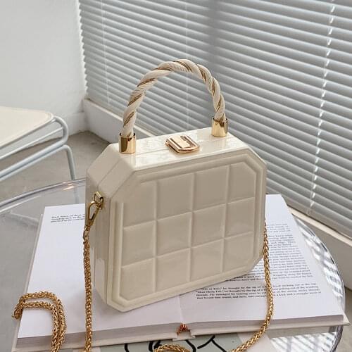 Rope Handle New Fashion Shoulder Messenger Bag Solid Color Trendy Womens Bag Texture Chain Bag Designer Handbags High Quality