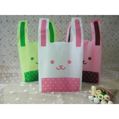 Rabbit Shopping Bags Packaging Vegetables Gift Bag 50pcs/lot Good Quality Cartoon Supermarket Plastic Food Bags 30X48CM