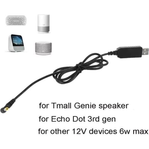 USB 5V Step Up to 12V 4.0x1.7mm Power Supply Cable for Echo Dot 3rd Router LED