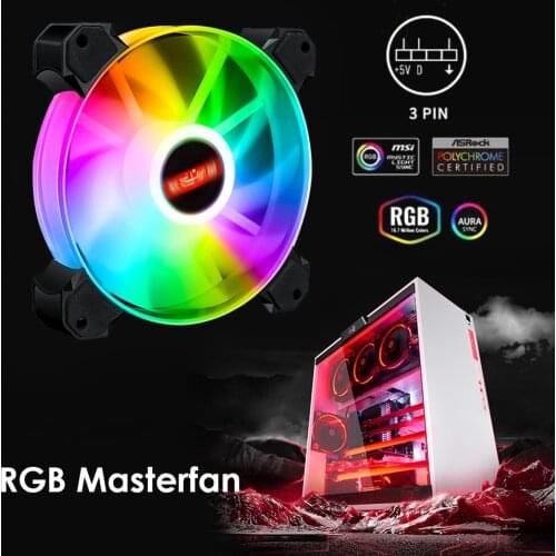 New 120mm PC Case Fan Addressable RGB ARGB Silent Cooling Fan with 2 Hydraulic Bearings for Desktop PC Computer