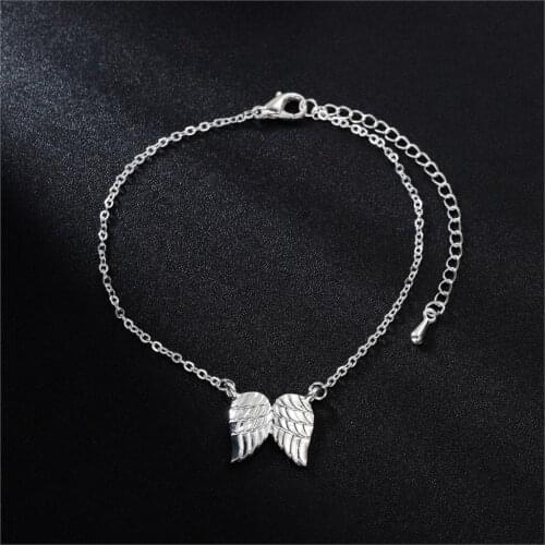 QIMING Vintage Feather Angel Wings Bracelet Bangle Women Punk Gothic Bracelets Jewelry Girl Gift Mujer Pulseras
