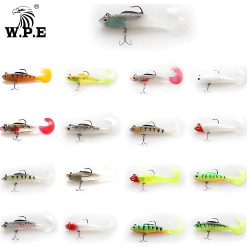 W.P.E Fishing Bait Softhead Luya Soft Bait Wobbler Fishing Lures 3-4pcs/pack 8/11/12/14cm Lead Head Fishing Lure Curlybait