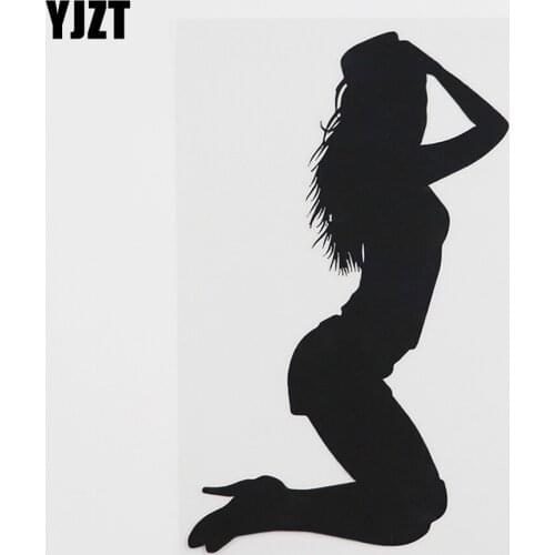 YJZT 9.8CMX16.4CM Sexy Woman Silhouette Hot Lady Decal Vinyl Car Sticker Black/Silver 8A-0444