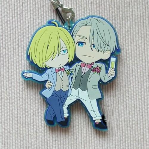 1pcs FUnny Anime Keychain Yuri On Ice Yuri Victor Yuri Plisetsky Keyring Phone Strap Pendant Keychain Gift Collection