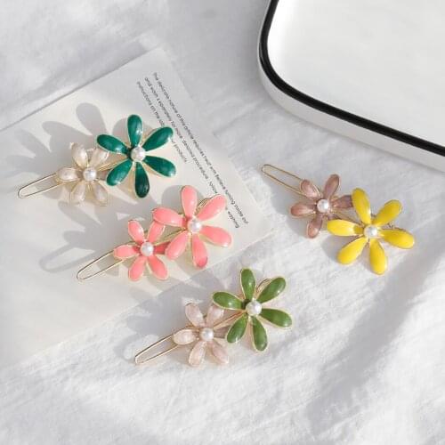 4pcs Kawai Kids Girls Pearl Flower Hair Clip Girls Hairpin Accessories For Children Hair Barrette Hairclip Headdress Headwear