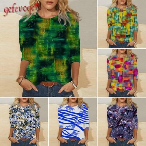 2021 Autumn Long Sleeve Camouflage Printed T Shirt For Women O Neck Elegantes Top Streetwear Casual Harajuku Loose Tshirts Femme