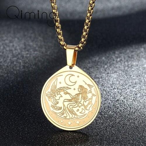 Ancient Greek Mythology Necklace For Women Selene Is The Goddess Of The Moon Stainless Steel Jewelry Fashion Necklace Gift