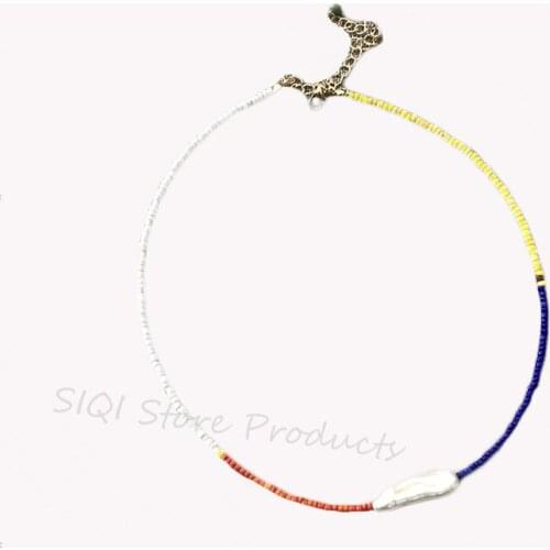 Women Fashion Baroque Pearl Necklace White Red Blue Yellow Beads Beaded Choker Vintage Short Necklace 2020 New Collares Jewelry