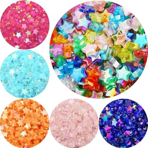 100Pcs/lot 11x10mm Transparent AB Color Stars Acrylic Beads Loose Spacer Beads for Jewelry Making DIY Bracelet Accessories