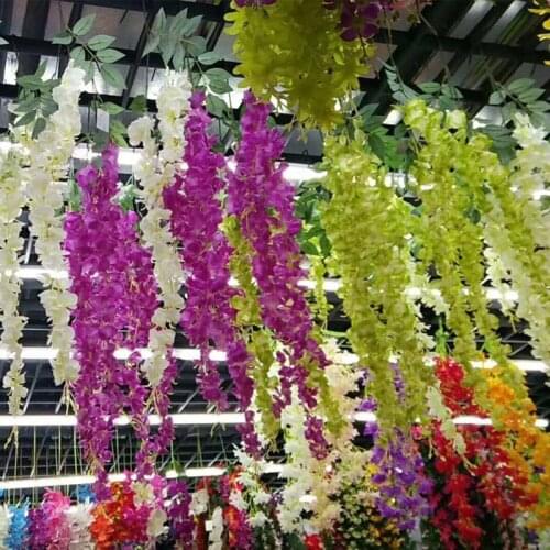 2pc/lot Artificial Silk Wisteria Flowers String Vine Hanging Rattan Bride flower Garland For Home Garden Wedding Arch Wall Decor
