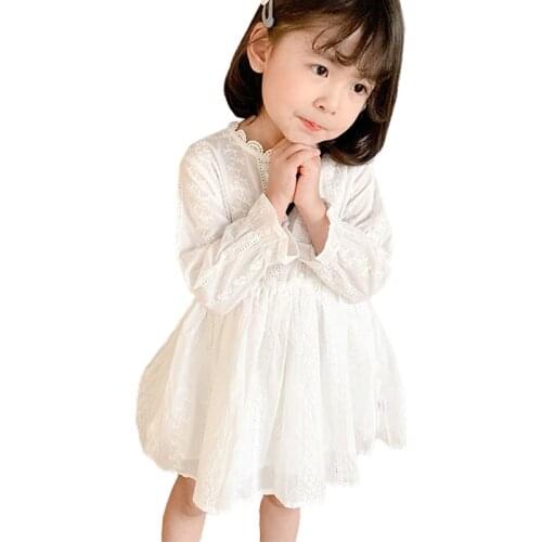 2020 spring baby girl lace dress age 1 2 3 4 5 6 yrs cute kids cotton white dresses quality princess party wedding frocks