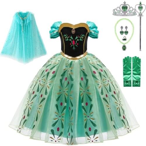 2021Dress for Girl Cosplay Snow Queen Princess Costume Kids Halloween Clothes Children Birthday Carnival Fancy Party Disguise