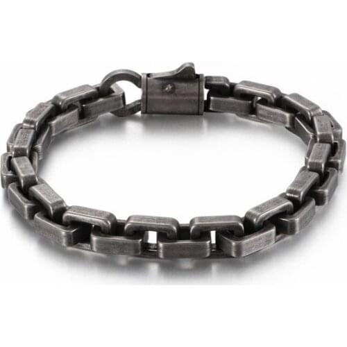 23cm Linking Chain Bracelet Men Biker Stainless Steel Color Gold Black Matte Box Chain Armband Male Jewelry Accessories