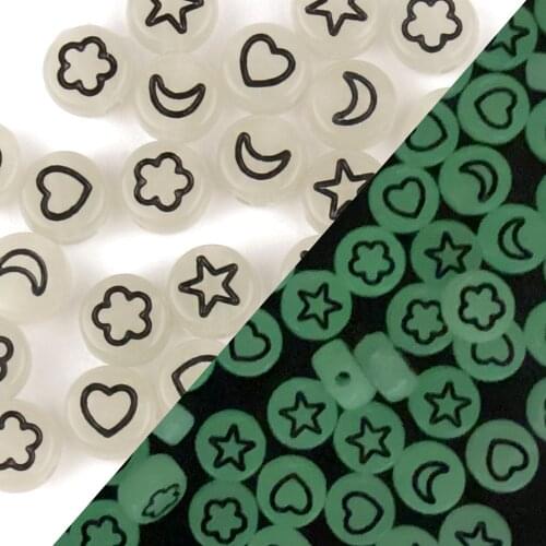 4*7mm Mixed Luminous Moon Star Heart Acrylic Beads Round Flat Glow Loose Spacer Beads For Jewelry Making Diy Bracelet Necklace