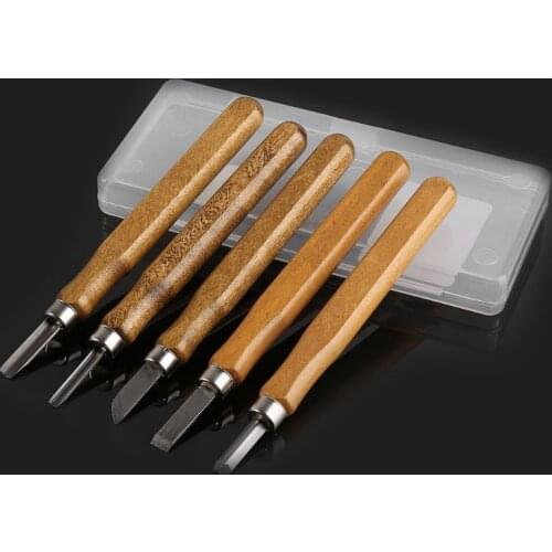 5pcs/set Art Wood Hand Carved Chisels Tool Set DIY Woodworking Carving Knife -hol