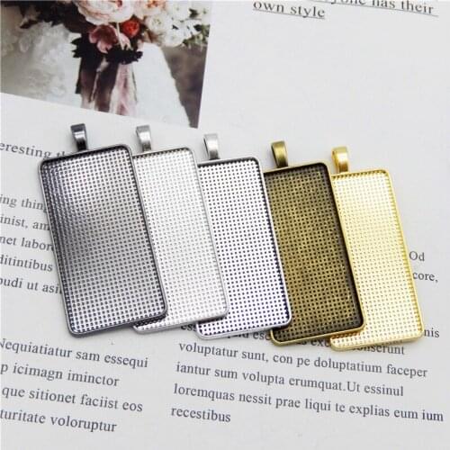 5pcs Rectangle jewelry base Necklace Pendant Jewelry Making Alloy Rectangle Cameo Setting Tray Inner 50*25mm 61*27mm Pendant