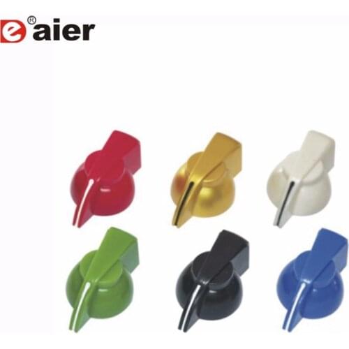 6PCS K7-1 Hole 6.35mm Shaft Plastic Control Knob Chicken Head Beaks Band Switch Potentiometer With Brass Insert Set Screw