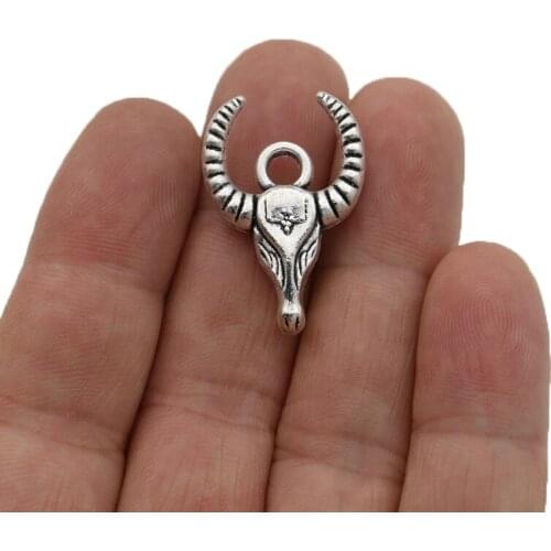 6pcs Tibetan Silver Plated Bull head Charms Pendants for Jewelry Making Bracelet DIY Accessories 30x20mm