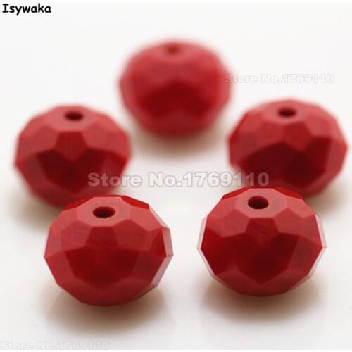 Isywaka Non-hyaline Red Color 10*12mm 70pcs Rondelle Austria faceted Crystal Glass Beads Loose Spacer Round Beads for DIY Making