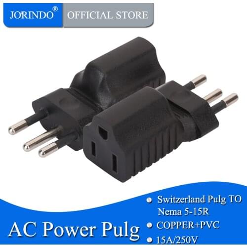 JORINDO Brazil to 5-15R Brazil male to Universal US 5-15R Female Power Plug 3 Round Converter 5-15R to Brazil Power adapter