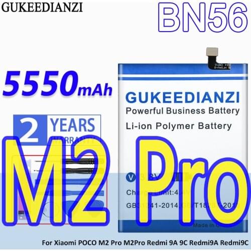 High Capacity GUKEEDIANZI Battery BN56 5550mAh For Xiaomi POCO M2 Pro M2Pro Redmi 9A 9C Redmi9A Redmi9C