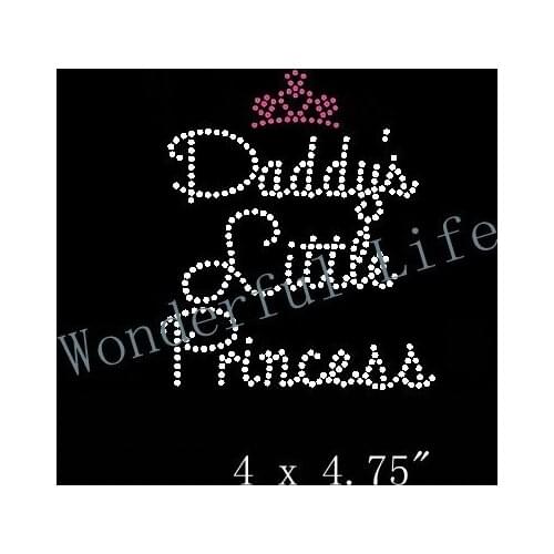 Free Shipping Hot Fix Rhinestones Motifs Iron little daddys' princess light pink with white clear crystal