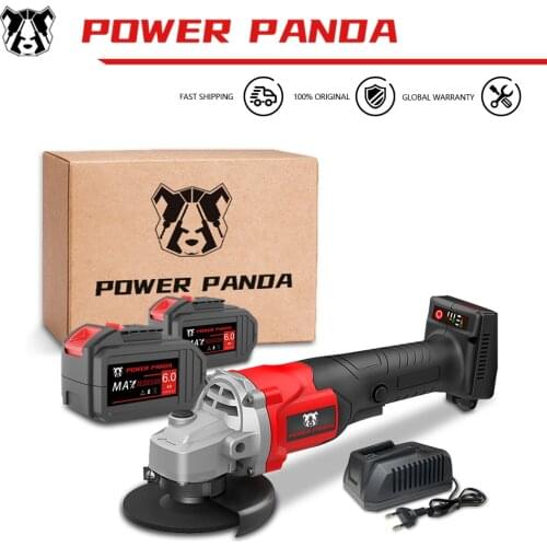 POWER PANDA 21V Li-Ion Brushless Cordless Angle Grinder with 6.0Ah Li-ion Battery Grinding Machine Polishing Cutting the grinder