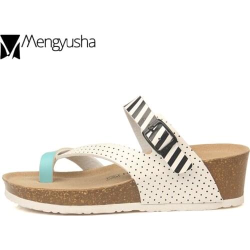 Korean style cork wedges sandals woman cross band clip toe platform sandals ladies muffins flip flops summer beach shoes mujer