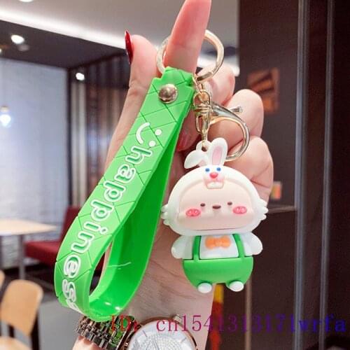 PVC Rabbit Keychain Women Cut Men Doll Key chain Fashion Kawaii Bag Pendant Cute Keyring Silica gel Keybuckle Cartoon Gift