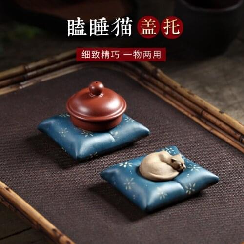 Chang tao 】 yixing pure manual purple sand tea pet furnishing articles play personality sleepy cat a single price