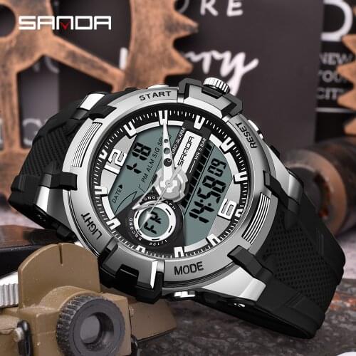SANDA Mens Military Watch G Style Brand Sports Watch LED Digital 50M Waterproof Watch S Shock Male Clock Relogio Masculino