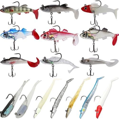 Lead Head Sea Fshing bionic tail lure soft bait pike shad bass trout fishing jig head wobbler Artificial 3D eye Swim bait tackle