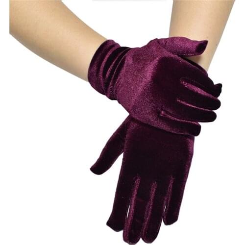 Elegant Velvet Gloves Fashion Elastic Mittens Women Solid Color Gloves Soft Warm Finger Gloves Ladies Etiquette Cycling Glove