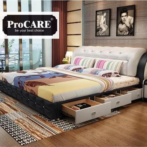 European Modern Minimalist Master Bedroom Wedding Bed Storage Bed