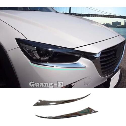 Hot Sale For Mazda CX-3 CX3 2017 2018 2019 2020 Car Cover ABS Chrome Head Front Light Eyebrow Headlamp Hoods Guard Frame 2pcs