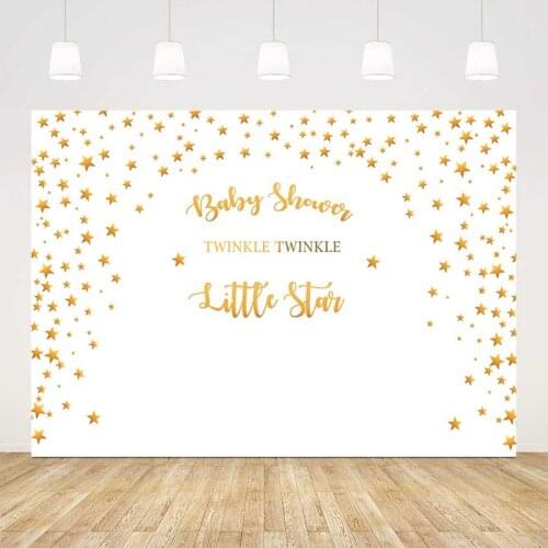Baby shower backdrop twinkle twinkle little star background for photo studio yellow stars Baptême party decoration supplies